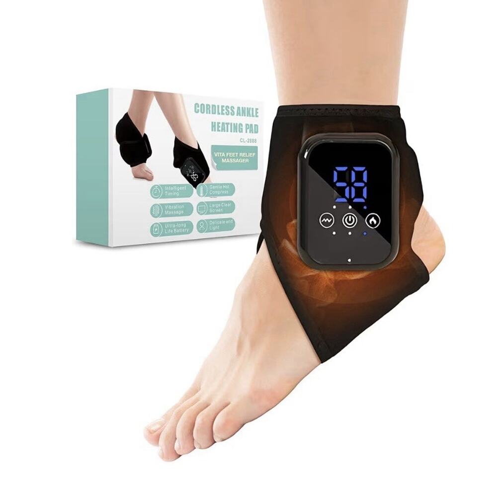 Cordless Ankle Heating Pad w/ Vibration Foot Massager Rechargeable Tested Works